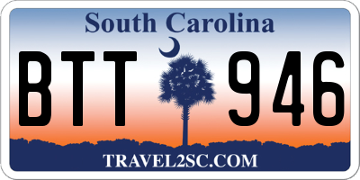 SC license plate BTT946