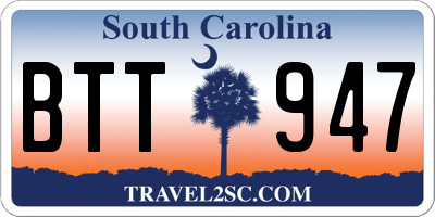 SC license plate BTT947