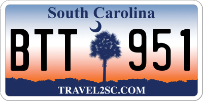 SC license plate BTT951