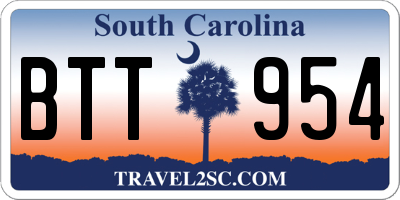 SC license plate BTT954