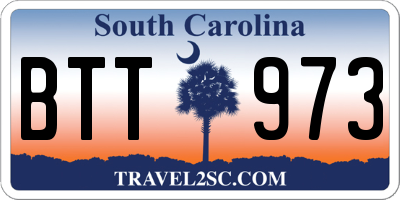 SC license plate BTT973