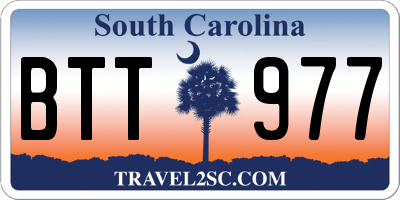 SC license plate BTT977