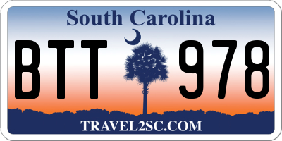 SC license plate BTT978