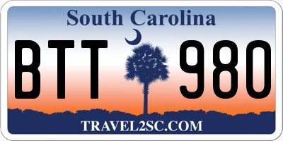 SC license plate BTT980