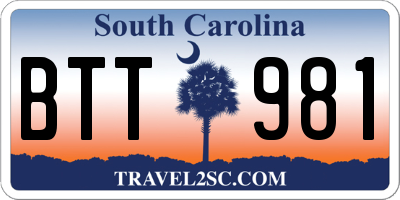 SC license plate BTT981