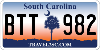 SC license plate BTT982