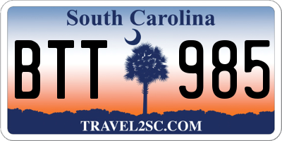 SC license plate BTT985