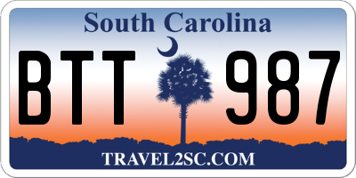 SC license plate BTT987
