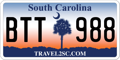 SC license plate BTT988