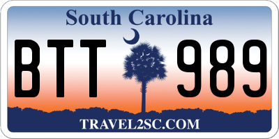 SC license plate BTT989