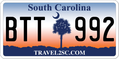 SC license plate BTT992