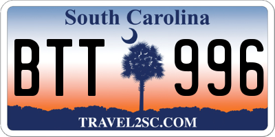 SC license plate BTT996