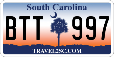 SC license plate BTT997