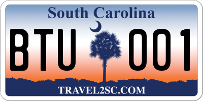 SC license plate BTU001