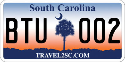 SC license plate BTU002