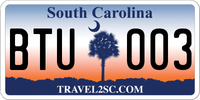 SC license plate BTU003