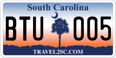 SC license plate BTU005