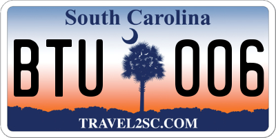 SC license plate BTU006