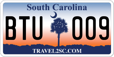 SC license plate BTU009
