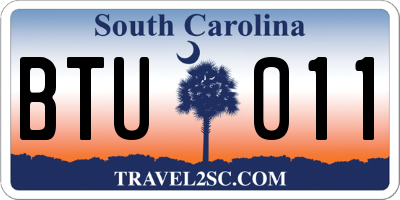 SC license plate BTU011