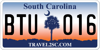 SC license plate BTU016