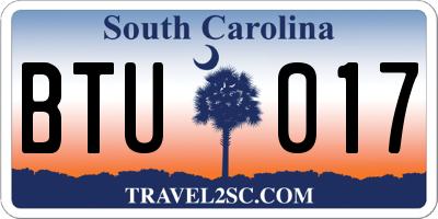 SC license plate BTU017