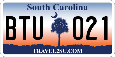 SC license plate BTU021