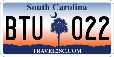 SC license plate BTU022