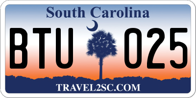 SC license plate BTU025