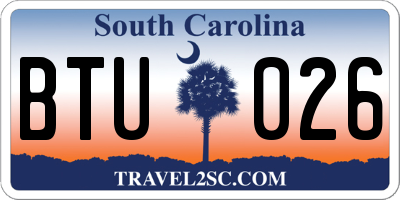 SC license plate BTU026