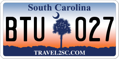 SC license plate BTU027