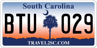 SC license plate BTU029