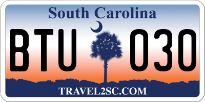 SC license plate BTU030