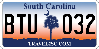 SC license plate BTU032