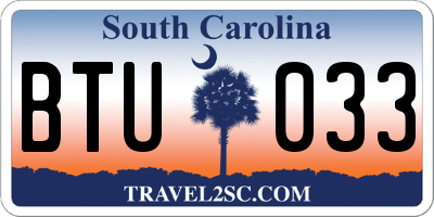 SC license plate BTU033
