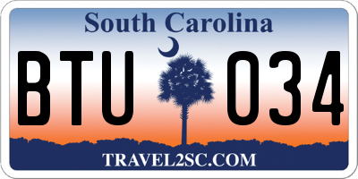 SC license plate BTU034