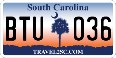 SC license plate BTU036
