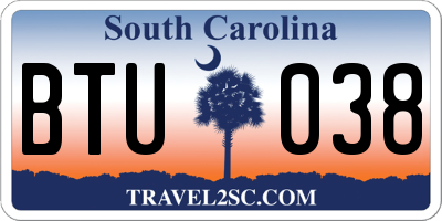 SC license plate BTU038
