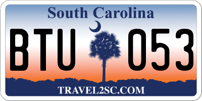 SC license plate BTU053