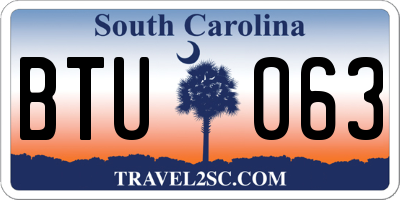 SC license plate BTU063