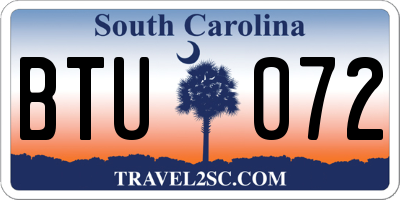 SC license plate BTU072