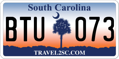 SC license plate BTU073