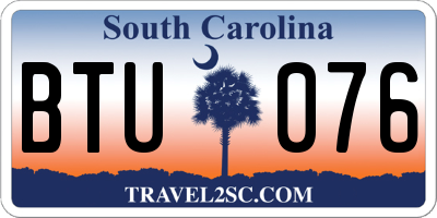 SC license plate BTU076