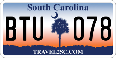 SC license plate BTU078