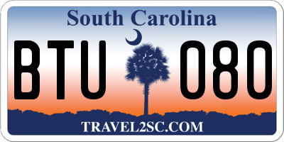 SC license plate BTU080