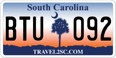 SC license plate BTU092