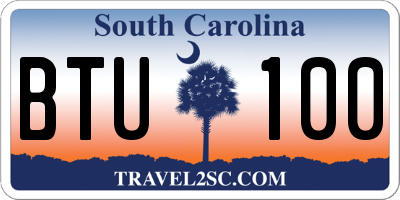 SC license plate BTU100