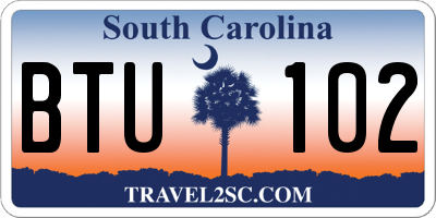 SC license plate BTU102