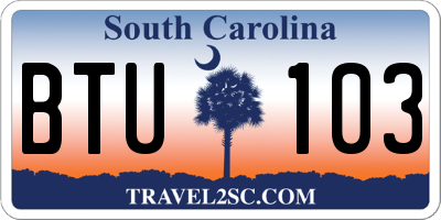SC license plate BTU103