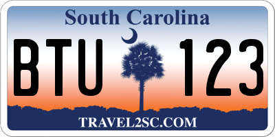 SC license plate BTU123
